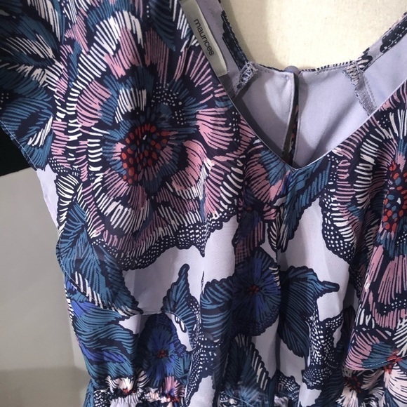 Maurices Romantic Purple Floral Dress Sz XS EUC - Picture 3 of 8